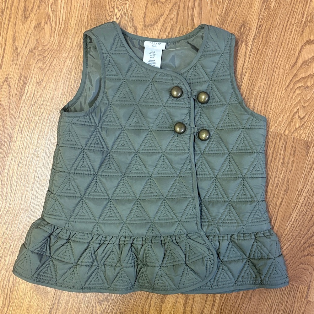 Stylish Green Quilted Girls 5T Vest